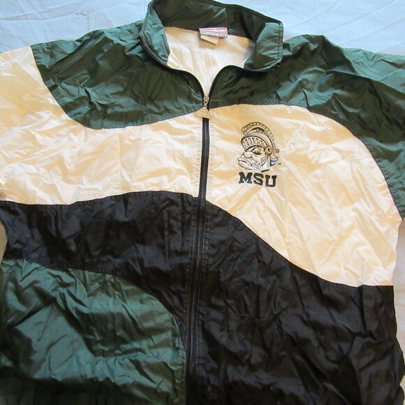 MSU Mens Vtg Michigan State University Spartans Apex One Windbreaker Jacket XL